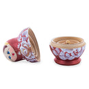 Wooden Plum Burgundy Floral Nesting Dolls - Stacking Matryoshka 3.1 Inches