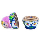 Pink Hood with White Flowers Wooden  Nesting Dolls