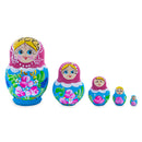 Pink Hood with Pink Flowers Wooden  Nesting Dolls