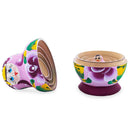 Pink Color with White Velvet Flower Wooden  Nesting Dolls