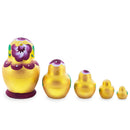 Gold Color with White Velvet Flower Wooden  Nesting Dolls