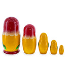 Red Color with Orange Flowers Wooden  Nesting Dolls