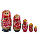 Beautiful Wooden  with Red Color Hood and Golden Flowers Nesting Dolls