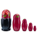 Pink Hood with Orange Flowers Wooden  Nesting Dolls