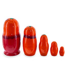 Orange Hood with Pink Flowers Wooden  Nesting Dolls