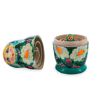 Green Hood with White Flowers Wooden  Nesting Dolls