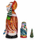 Hand Carved Solid Wood Santa Did Moroz Nesting Dolls 9.5 Inches