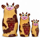 Set of 3 Cow Family Nesting Doll 5.5 Inches