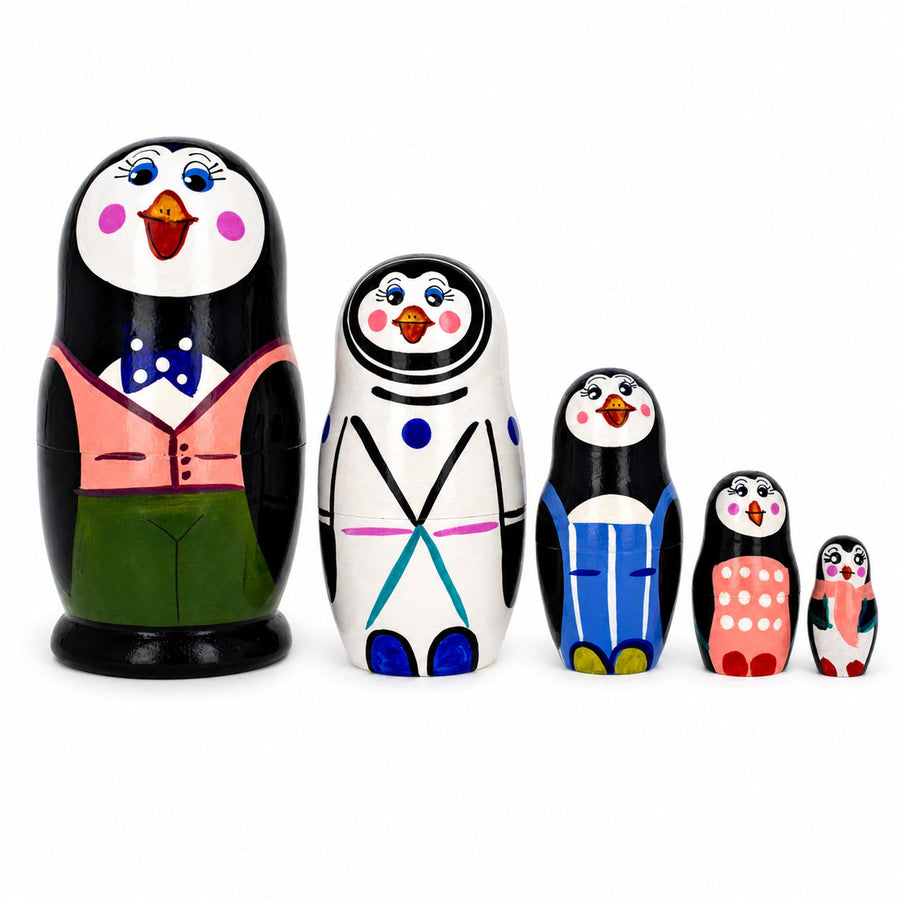Set of 5 Happy Penguins Nesting Figurines