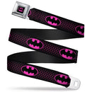 Batman Full Color Black Hot Pink Seatbelt Belt - Batman Shield/Chainlink Black/Hot Pink Webbing