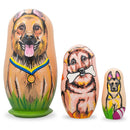 Set of 3 German Shepherd Dogs Wooden Nesting Dolls 4.25 Inches