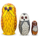 Set of 3 Owls Wooden Nesting Dolls 4.25 Inches