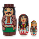 Set of 3 Ukrainian Hutsuls Family Wooden Nesting Dolls 4.5 Inches