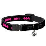 Cat Collar Breakaway with Bell - Batman Signal Black Fuchsia