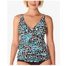 Swim Solutions Print V-Neck Ruffled Tankini Top, Size 12