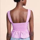Free People I Want You Babe Electric Bloom Eyelet Tank Top, Sz Medium