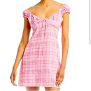 Wayf Plaid Off-the-Shoulder Mini Dress