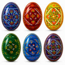 Set of 6 Traditional Ukrainian Pysanky Wooden Easter Eggs 2.5 Inches