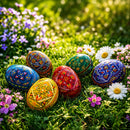 Set of 6 Traditional Ukrainian Pysanky Wooden Easter Eggs 2.5 Inches