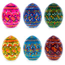 Set of 6 Miniature Ukrainian Wooden Easter Eggs Pysanky 1.5 Inches