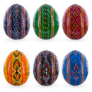 Set of 6 Multicolor Ukrainian Pysanky Wooden Easter Eggs 2.5 Inches