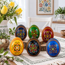 Set of 6 Multicolor Ukrainian Pysanky Wooden Easter Eggs 2.5 Inches