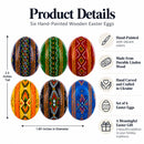 Set of 6 Multicolor Ukrainian Pysanky Wooden Easter Eggs 2.5 Inches