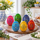 Set of 6 Ukrainian Geometric Wooden Easter Eggs 2.5 Inches
