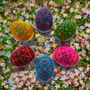 Set of 6 Ukrainian Geometric Wooden Easter Eggs 2.5 Inches