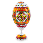 Spiral Ukrainian Wooden Easter Egg Pysanka on a Stand 3.75 Inches