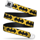 Batman Full Color Black Silver Black Seatbelt Belt - Bat Signal-5 Black/Yellow/Black Webbing