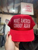 Make America Cowboy Again Red Trucker Hat