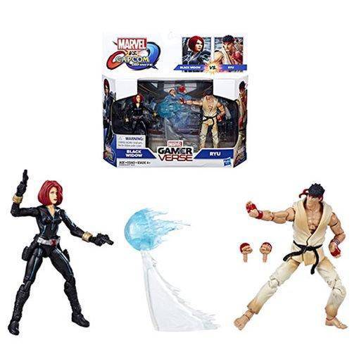 Marvel Gamerverse - Pack Di 2 Figure Marvel Vs. Capcom: Vedova Nera E Ryu - 9,5 Cm (3 3/4 Pollici)
