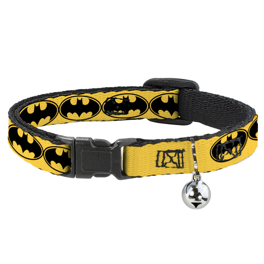 Cat Collar Breakaway - Bat Signal-3 Yellow Black Yellow