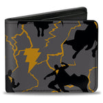 Bi-Fold Wallet - Black Adam Silhouette Action Poses Gray Yellow Black