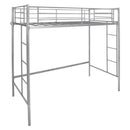 Twin Loft Bed Frame with 2 Ladders Full-length Guardrail