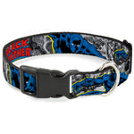 Plastic Clip Collar - BLACK PANTHER Action Poses/Stacked Comics Grays/Yellow/Blue/Red