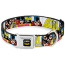 Batman Full Color Black Yellow Seatbelt Buckle Collar - BATGIRL Panels Yellow/Pink