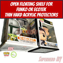 Minimalist Open Bottom Floating Shelf for Funko Pop Boxes | Fits Soft or Hard Protectors | Easy Wall Mount with Screws or Command Strips