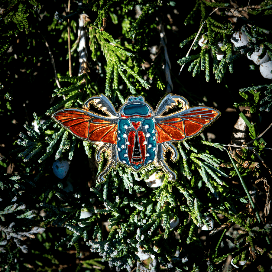 Flying Mistletoe Beetle Enamel Pin