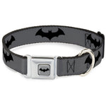 Retro Bat Logo Full Color Gray/Black Seatbelt Buckle Collar - Retro Bat Logo Gray/Black