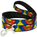 Dog Leash - Jagged Superman Shield CLOSE-UP Yellow/Blue/Red