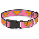 Plastic Clip Collar - Wonder Woman Logo Pink/Blue/Yellow/Pink