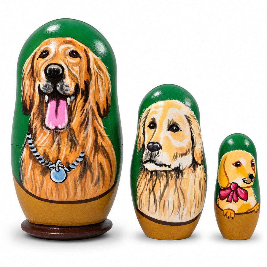 Set of 3 Labrador Retrievers Wooden Nesting Dolls 4.25 Inches