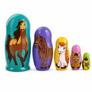 Set of 5 Horses Wooden Nesting Dolls 6 Inches