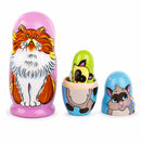 Set of 5 Colorful Cats Wooden Nesting Dolls 6 Inches