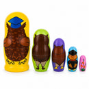 Set of 5 Owls Professors Wooden Nesting Dolls 6 Inches