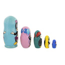 Set of 5 Penguins Wooden Nesting Dolls 6 Inches