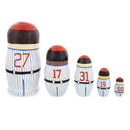 Set of 5 Baseball Wooden Nesting Dolls 6 Inches