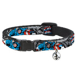 Cat Collar Breakaway - CAPTAIN AMERICA 2-Poses Comic Blocks Grays Red White Blue